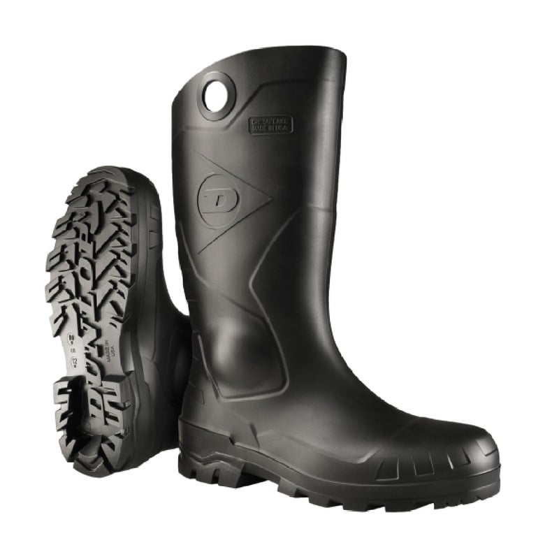 DUNLOP Chesapeake Rubber Boots for Men & Women â€“ PVC - Waterproof Work boots - Lightweight Garden, Rain & Fishing Boots - Safety boots with Steel Toe and Wide Calf â€“ Black â€“ Size 3â€“15 - Image 1